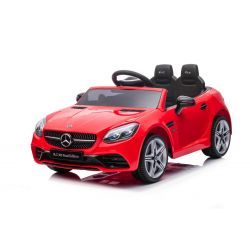 Elektrické autíčko Mercedes-Benz SLC 12V, červené, Koženkové sedátko, 2,4 GHz dálkové ovládání, USB/AUX Vstup, Zadní odpružení, LED Světla, Měkká EVA kola, 2 X 30W MOTOR, ORIGINÁL licence