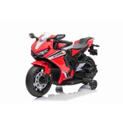 Elektrická Motorka HONDA CBR 1000RR, Licencovaná, 12V baterie, Plastová kola, 30W motor, LED světla, pevný rám, pomocná kolečka, červená