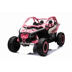 Elektrické autíčko Can-am Maverick, Růžový, dvoumístné, odpružená zadní náprava, 2,4 Ghz dálkové ovládání, přenosná baterie, 4 x 35W Motory, EVA kola, koženková sedadla, MP3 přehrávač se vstupem USB/SD, Licencované