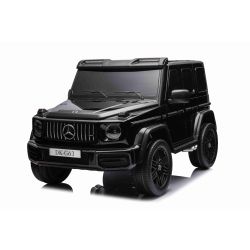 Elektrické autíčko Mercedes-Benz G63 AMG 4x4² Dvoumístné 12V, černé, MP3 Přehrávač s USB/AUX vstupem, Pohon 4x4, Baterie 12V14Ah, EVA kola s odpružením, Koženková sedadla, Dálkový ovladač, Licencované