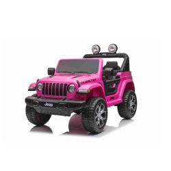 Elektrické autíčko Jeep Wrangler, Jednomístné, Růžové, Koženková sedadla, Rádio s Bluetooth přehrávačem, SD / USB vstup, Pohon 4x4, Lithiová baterie, EVA kola, Odpružená náprava, 2,4 GHz Dálkové Ovládání