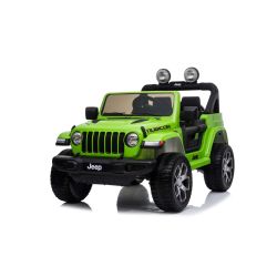 Elektrické autíčko Jeep Wrangler, Jednomístné, Zelené, Koženková sedadla, Rádio s Bluetooth přehrávačem, SD / USB vstup, Pohon 4x4, Lithiová baterie, EVA kola, Odpružená náprava, 2,4 GHz Dálkové Ovládání