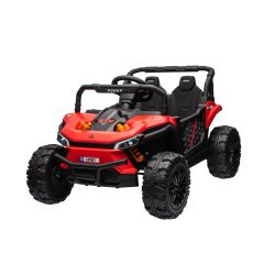Elektrické autíčko UTV Small 12V, červený, Pohon zadních kol, 12V baterie, Plastová kola, široké dvojité sedátko, 2,4 GHz Dálkový ovladač, Jednomístné, MP3 přehrávač se vstupem USB/SD, LED Světla