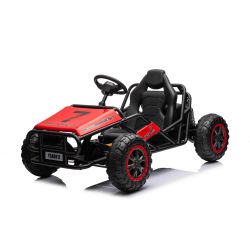 Elektrická Motokára SPORT-KART 24V, červená, EVA kola, Koženkové sedátko, 2 x 50W Motor, 24V Baterie, Masivní kovová konstrukce