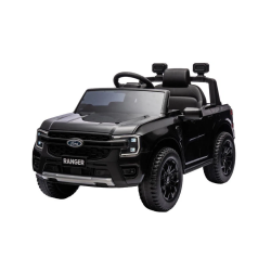 Elektrické autíčko FORD Ranger 12V, černý, Koženkové sedátko, 2,4 GHz dálkové ovládání, Bluetooth/USB Vstup, Odpružení, 12V baterie, Plastová kola, 2 X 30W MOTOR, ORIGINAL licence
