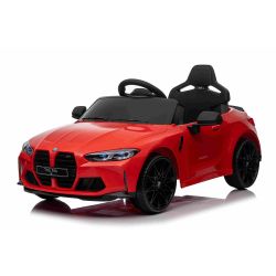 Elektrické autíčko BMW M4, červené, 2,4 GHz dálkové ovládání, USB/Aux Vstup, odpružení, 12V baterie, LED Světla, 2 X MOTOR, ORIGINAL licence