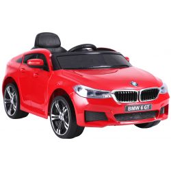 Elektrické autíčko BMW 6GT - jednomístné, červené, Baterie 2x 6V / 4Ah, 2,4 GHz DO, 2X MOTOR, USB vstup, ORGINAL licence