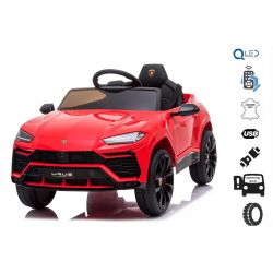 Elektrické autíčko Lamborghini Urus, 12V, 2,4 GHz dálkové ovládání, USB / SD Vstup, odpružení, otevírací dveře, měkké EVA kola, 2 X MOTOR, červené, ORIGINAL licence